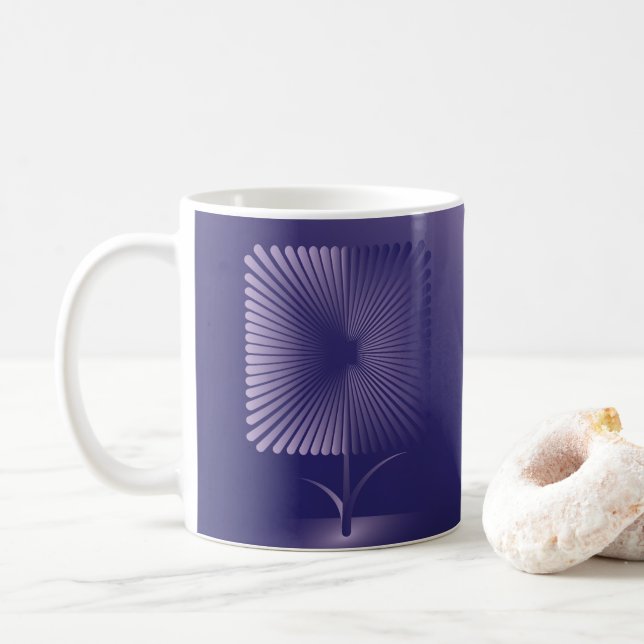 Violet square flower coffee mug (With Donut)