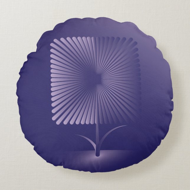 Violet square flower round cushion (Front)