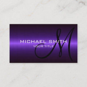 Violet Stainless Steel Metal Monogram Business Card