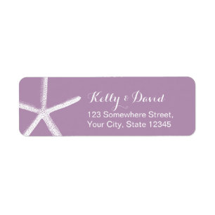 Violet Starfish Beach Wedding Return Address Label