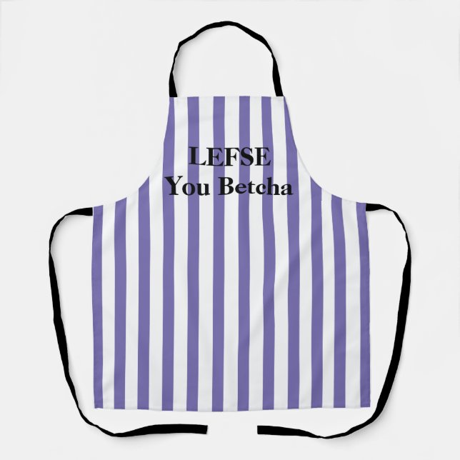Violet Stripe Lefse You Betcha AllOver Print Apron (Front)