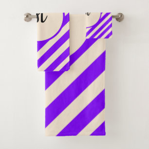 Violet Stripes Bath Towel Set