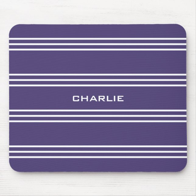 Violet Stripes custom monogram mousepad (Front)