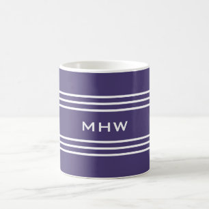 Violet Stripes custom monogram mugs