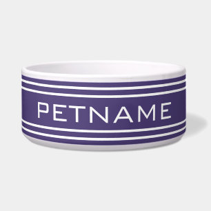 Violet Stripes custom monogram pet bowls