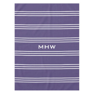 Violet Stripes custom monogram table cloths