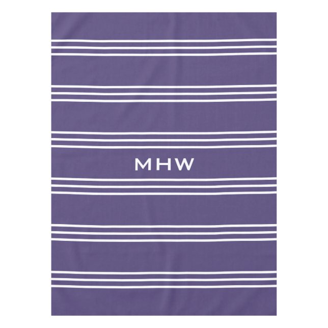 Violet Stripes custom monogram table cloths (Front)