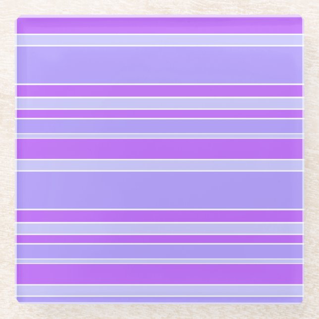 Violet stripes glass coaster (Front)