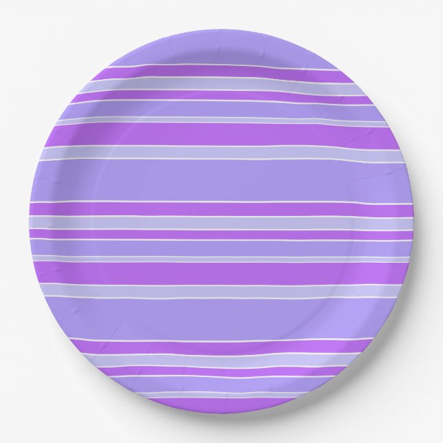 Violet stripes paper plate (Front)