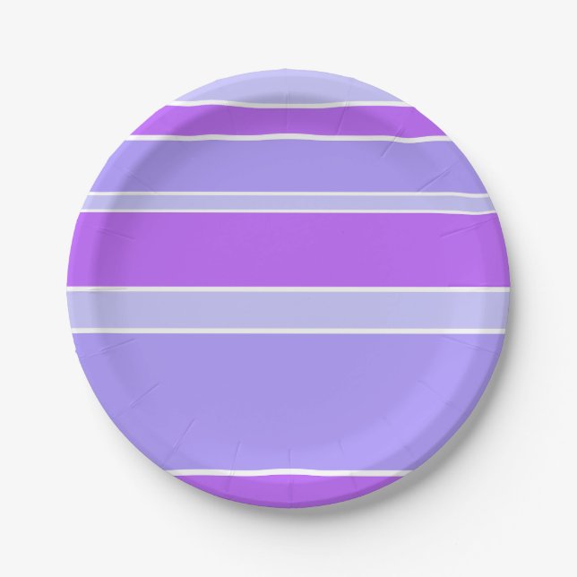 Violet stripes paper plate (Front)