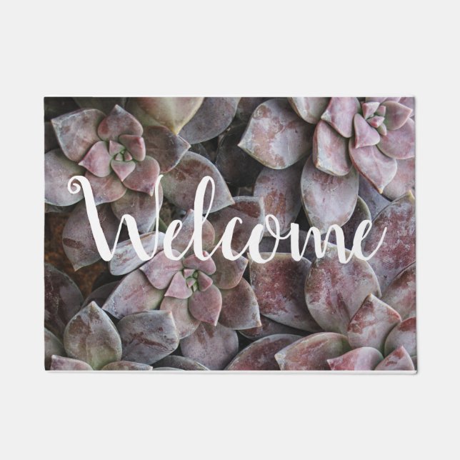 Violet Succulent Delight Doormat (Front)