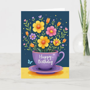 Violet Teacup Birthday Card