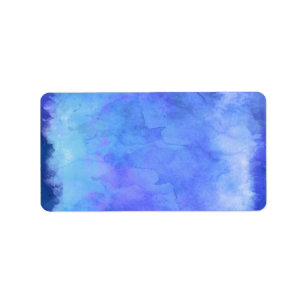 Violet Teal Blue Watercolor Texture Pattern Label