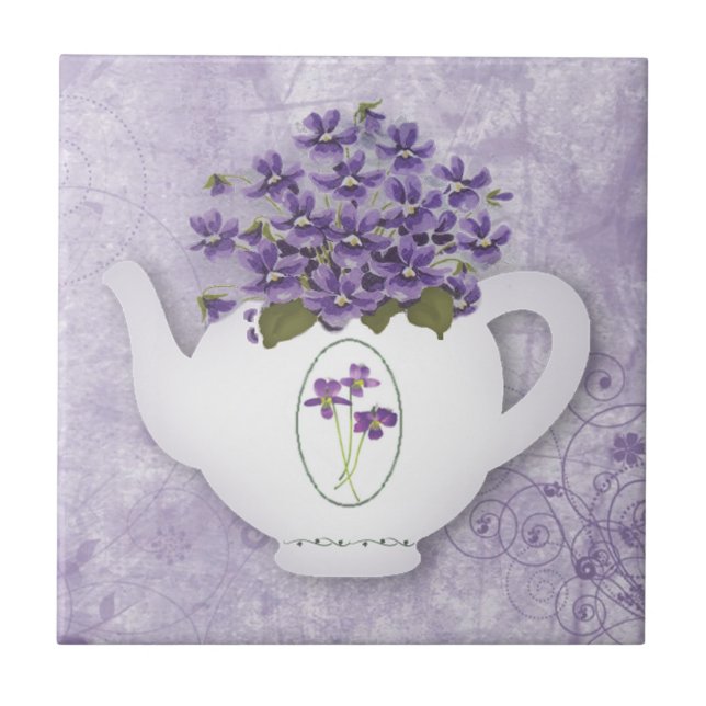 Violet Teapot Tile (Front)