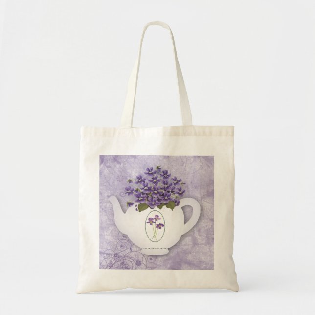Violet Teapot Tote Bag (Front)