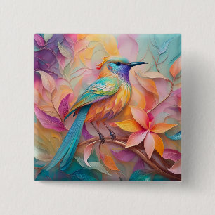 Violet Throated Songbird Fantasy Bird 15 Cm Square Badge