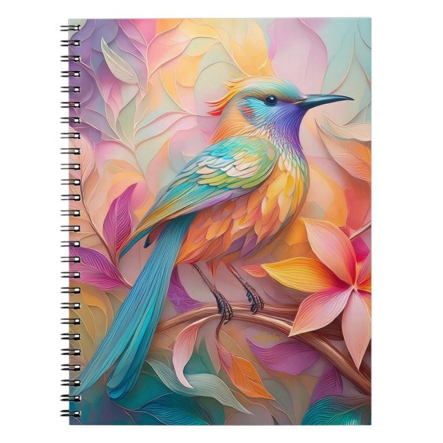 Violet Throated Songbird Fantasy Bird Notebook (Front)