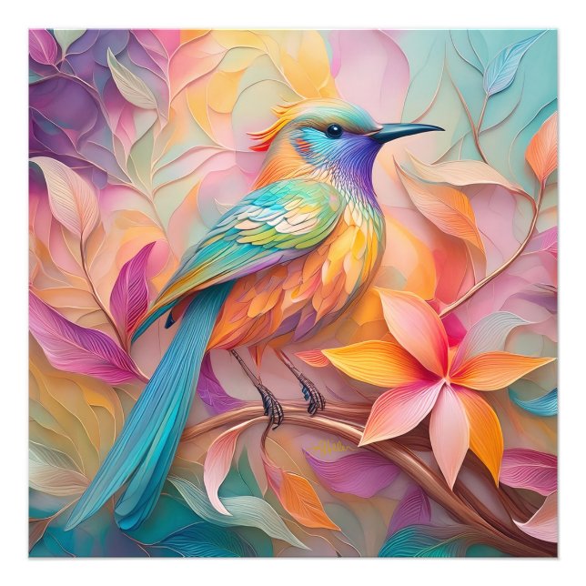 Violet Throated Songbird Fantasy Bird Photo Print (Front)