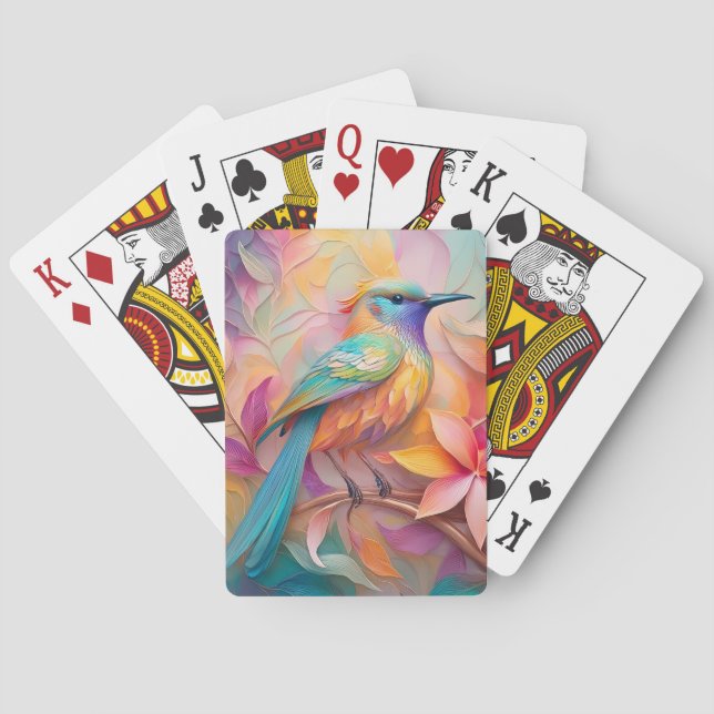 Violet Throated Songbird Fantasy Bird Playing Cards (Back)