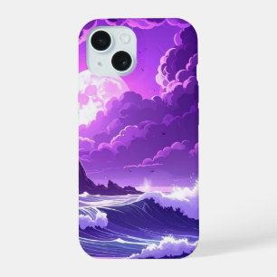 Violet Tide Under the Moon – Fantasy Ocean iPhone 15 Case