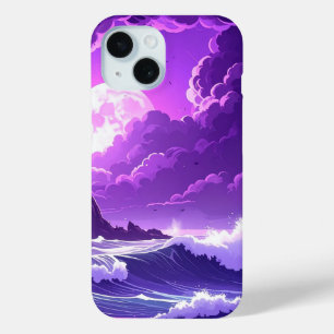 Violet Tide Under the Moon – Fantasy Ocean iPhone  iPhone 15 Case