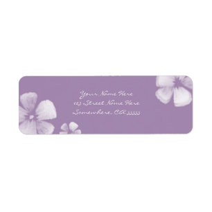 Violet Tropical Watercolor Flowers Address Labels
