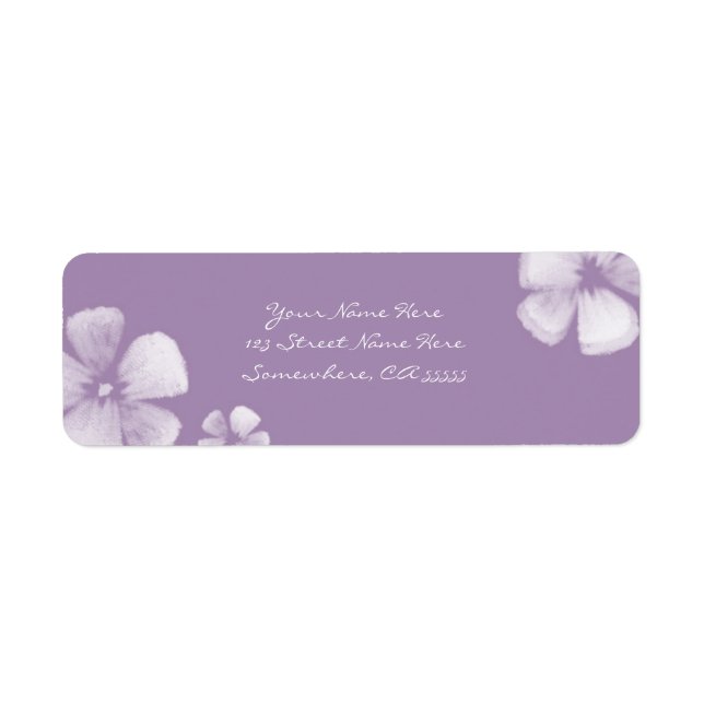 Violet Tropical Watercolor Flowers Address Labels (Front)