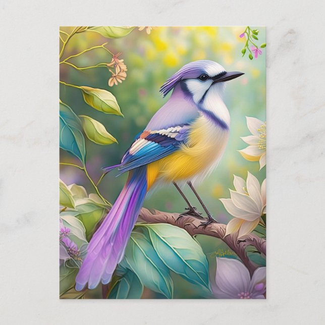 Violet Tufted Jay Fantasy Bird Postcard (Front)