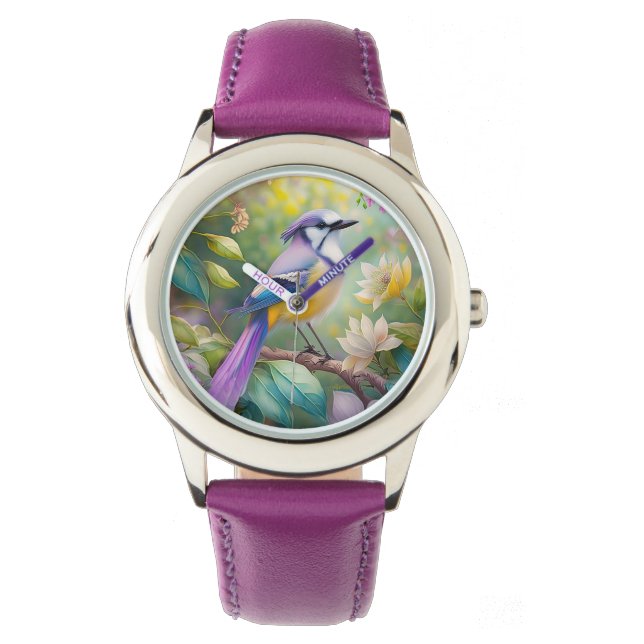 Violet Tufted Jay Fantasy Bird Watch (Front)