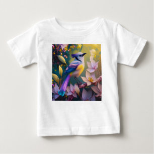 Violet Tufted Yellow Breasted Fantasy Bird Baby T-Shirt