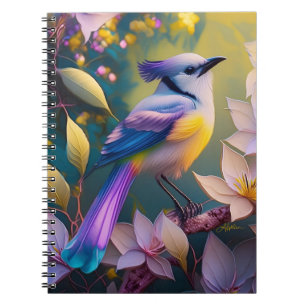 Violet Tufted Yellow Breasted Fantasy Bird Notebook