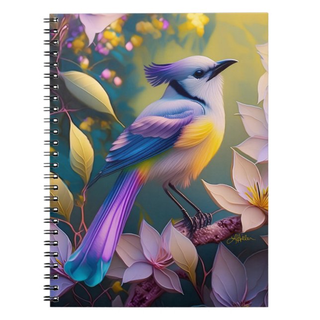 Violet Tufted Yellow Breasted Fantasy Bird Notebook (Front)
