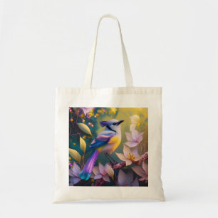 Violet Tufted Yellow Breasted Fantasy Bird Tote Bag