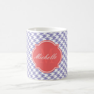 Violet Tulip Houndstooth Monogram Mug