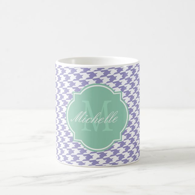 Violet Tulip Houndstooth Monogram Mug (Center)