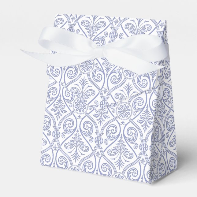 Violet Tulip & White Damask Pattern Favour Box (Front Side)