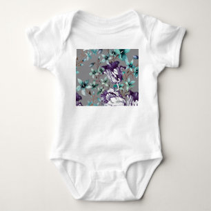 Violet Tulips: Grey Wildflowers Baby Bodysuit