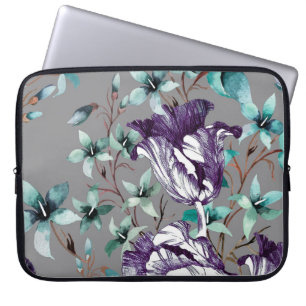Violet Tulips: Grey Wildflowers Laptop Sleeve