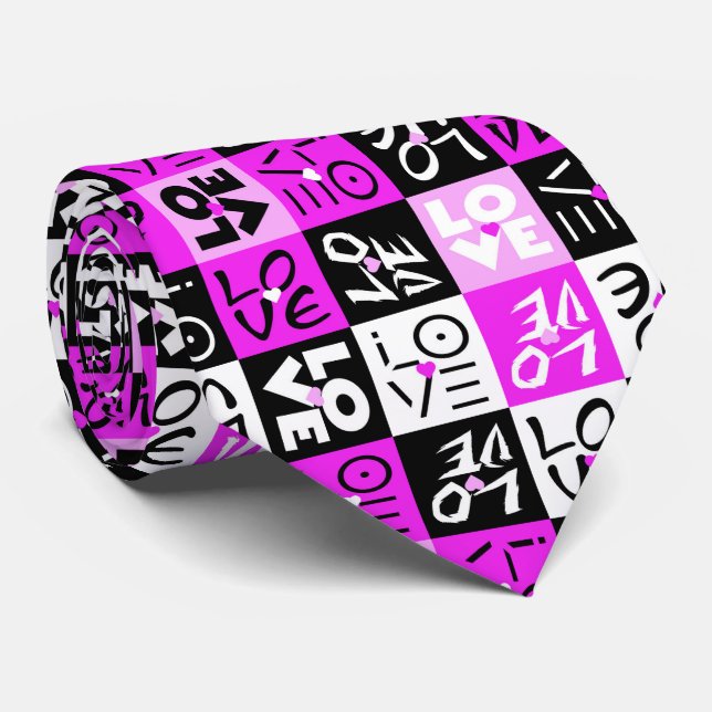 violet valentine love square pattern tie (Rolled)