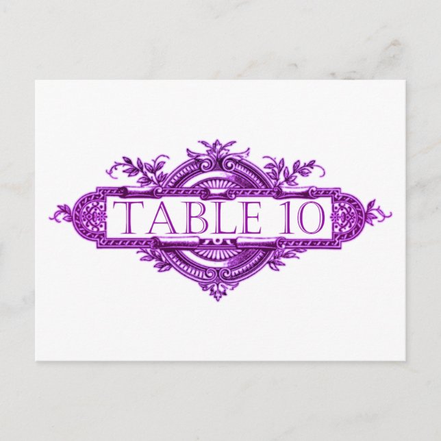 Violet Vintage Wedding Reception Table Numbers Postcard (Front)