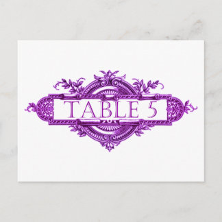 Violet Vintage Wedding Reception Table Numbers Postcard
