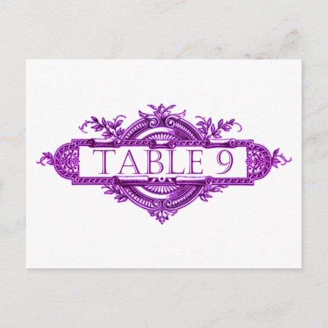 Violet Vintage Wedding Reception Table Numbers Postcard (Front)