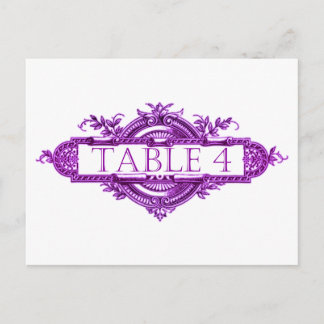 Violet Vintage Wedding Reception Table Numbers Postcard