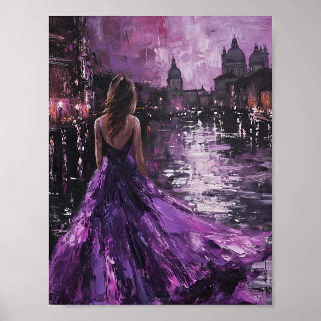 Violet Vista: An Enchanted Evening in Venice Poster (Front)