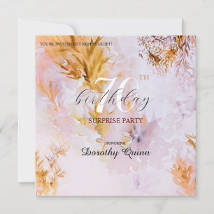 Violet Watercolor Autumn Leaves Surprise Birthday Invitation