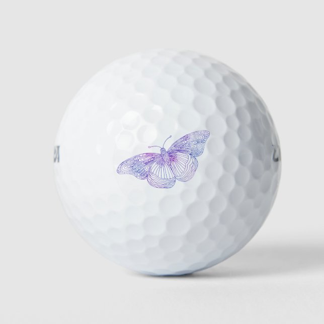 Violet Watercolor Butterfly Golf Balls (Front)