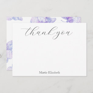 Violet Watercolor Butterfly Pattern  Thank You Card