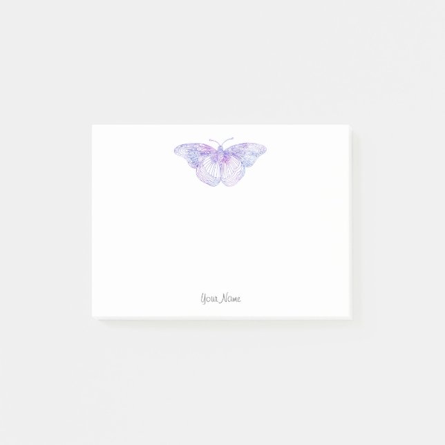 Violet Watercolor Butterfly Post-it Notes (Front)