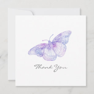 Violet Watercolor Butterfly Thank You Card
