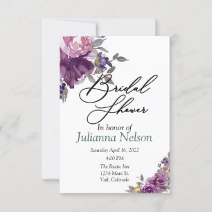 Violet watercolor floral invitation